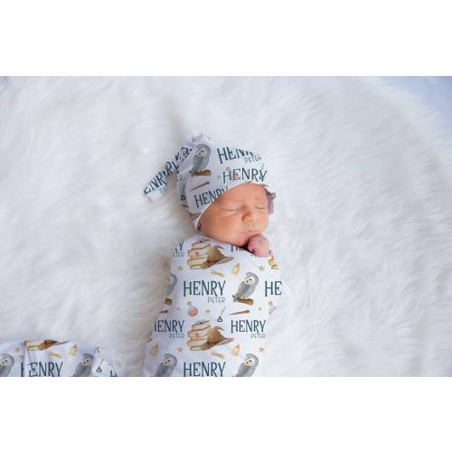 Wizard Swaddle Set, Wizard Baby Blanket, Personalized Wizard Magic Baby Blanket, Wizard Nursery Theme, Wizard Newborn Blanket B53