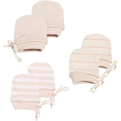 Newborn Mittens No Scratch 100% Organic Cotton 3 Packs Mitts Baby Boy Girl Neutral With String 0-12 months