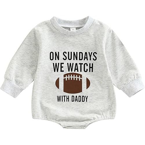Muasaaluxi Newborn Baby Girl Boy Clothes On Sundays We Watch Football with Daddy/Mommy Sweatshirt Romper Bodysuit Fall Outfit
