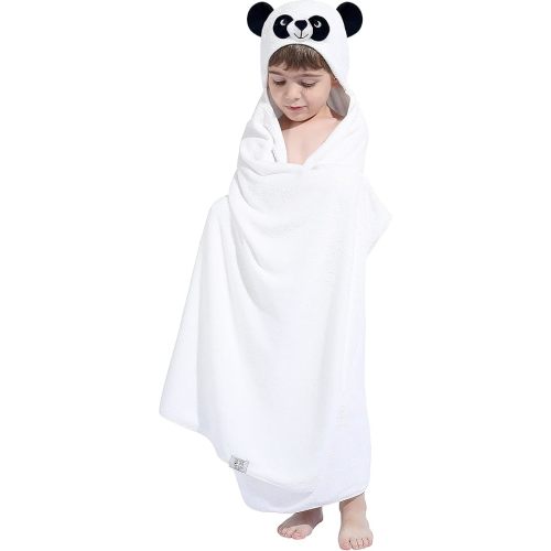 HIPHOP PANDA Hooded Towel for Kids - Viscose Derived from Bamboo, 30 X 50 INCH Large Size for 3-10 Yrs - Premium Kids Bath Towel Beach Towels Wrap for Girls, Boys, Panda