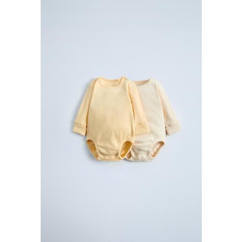 PACK OF TWO ADJUSTABLE RIB BODYSUITS - Yellow | (Size 6-9m)