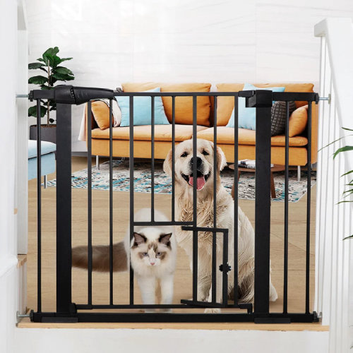 Tooca 30" Tall Auto Close Walk Thru Safety Gate with Pet Door & Reviews | Wayfair