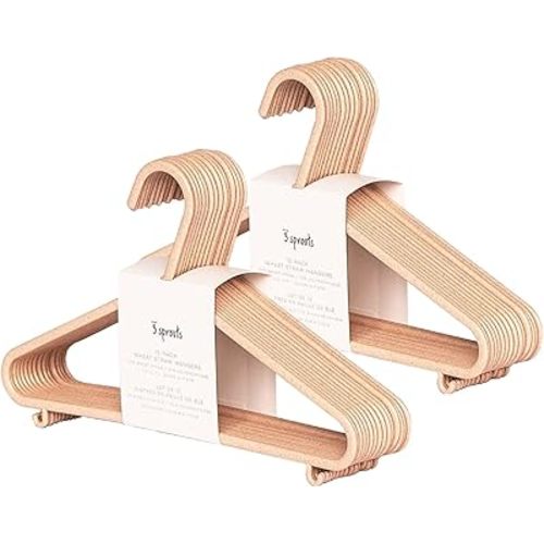 3 Sprouts Wheat Straw Plastic Hangers - 30-Pack Eco-Conscious Toddler Hangers for Child & Baby Clothes, Coats - Kid Closet Hangers Ideal for Small Girls, Boys, Children & Kids - Speckled Pink