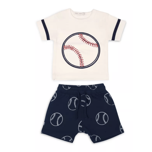 Boys' Baseball Number Tee & French Terry Shorts Set - Baby