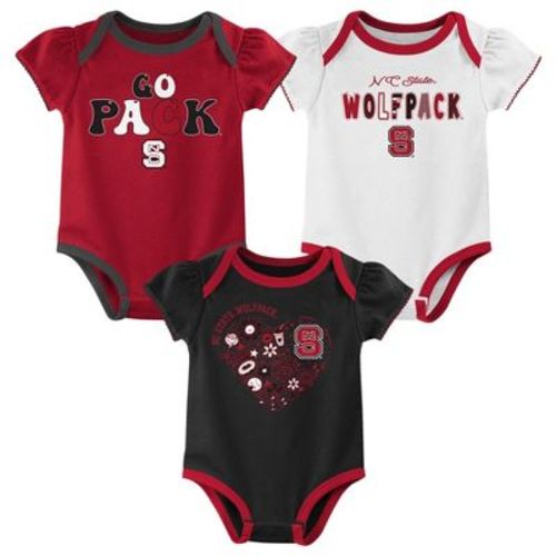 NCAA NC State Wolfpack Infant Girls' 3pk Bodysuit - 3-6M