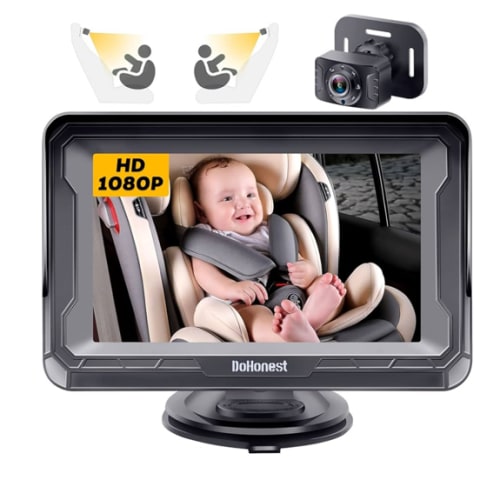 DoHonest Baby Car Camera HD 1080P - Rear-Facing Car Baby Monitor with Night Vision, Adjustable View Angle, Easy Setup, Anti-Glare Display, Safety for Kids & Infants