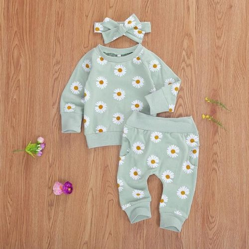 Newborn Infant Baby Girl Clothes Set Sweatshirts Tops Pants Toddler Girl Outfits Gifts 3 6 9 12 18 24 Months - 0-6 Months - Green