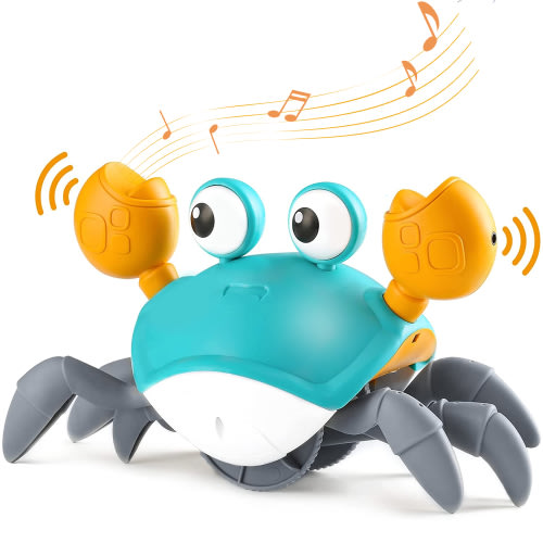 SZBXD Crawling Crab Baby Toy with Music and LED Light Up,Toddler Interactive Learning Development Toy with Automatically Avoid Obstacles(Green)