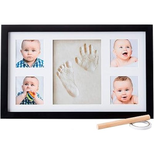 Little Hippo Baby Footprint Kit & Keepsake | Baby Handprint Kit | Baby Hand and Footprint Kit (Black, Large)