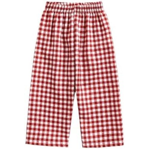 Toddler Baby Boy Girl Gingham Pants Retro Elastic Waist Checkered Plaid Long Pants Casual Sweatpants Bottoms