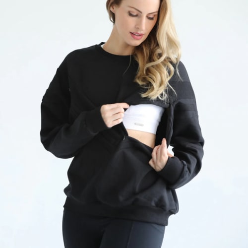 Isabella Oversized Nursing & Pregnancy Sweatshirt (Noir) – Sweat and Milk LLC