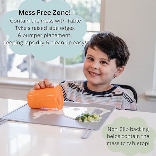 100% Silicone Suction Placemat with Teething Edge Bumper/Spill Stopper | Dishwasher Safe, Rolls Up to Travel, Fits on Highchair Suction Activity Mat for Infants, Babies, & Toddlers