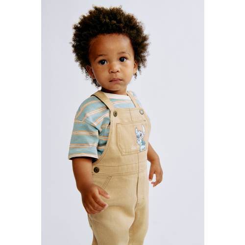 MOTIF-DETAIL TWILL OVERALLS