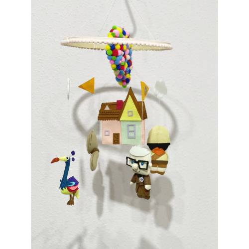 Baby Mobile UP-Baby Crib- Mobile Nursery Inspired by Disney UP- House -Balloons- Nursery Decor -Carl- Russell -Dog -Dug -Colors -Baby Room
