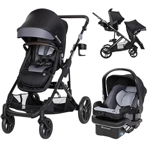 Baby Trend Morph Single to Double Modular Travel System, Dash Black