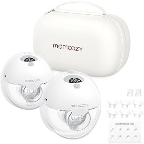 Momcozy M5 Hands Free Breast Pump, Double Wearable Breast Pump of Baby Mouth Double-Sealed Flange with 3 Modes & 9 Levels, Electric Pump Portable - 24mm,2 Pack Gray