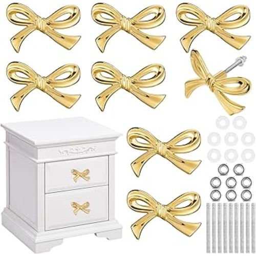 MorningRo Bow Drawer Knobs Metal Bow Dresser Knobs Vintage Handles for Dresser Gold Handles for Home Bedroom Kitchen Cabinets Hardware Cupboard(Large Size,8 Pcs) : Amazon.com.au: Home Improvement