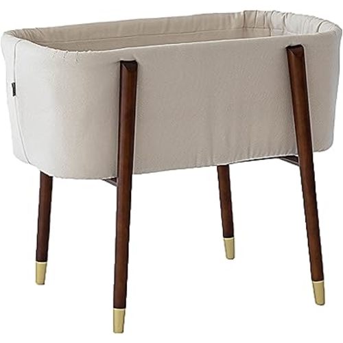 Sova Baby Bassinet, Portable Bassinet, Mid-Century Design, Extra Deep Walls for Safety, Includes 2 Fitted Sheets and Padded Mattress, Perfect for Newborns and Babies (Irish Cream)