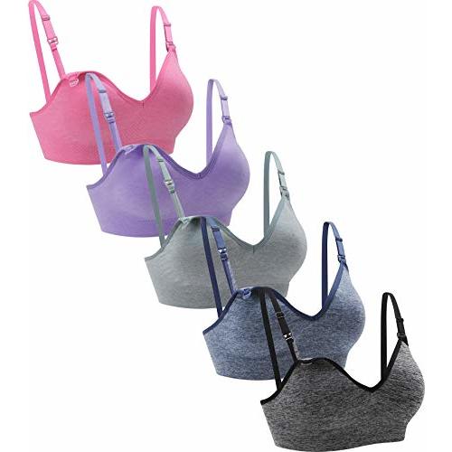 Suekaphin Nursing Bra 5pack Wireless V Neck Maternity Nursing Bra Bralette Low Cut Sleeping Breastfeeding with Extenders