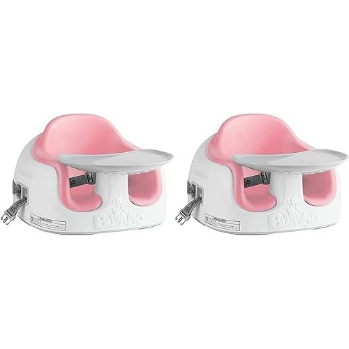 Bumbo Baby Toddler Adjustable 3 in 1 Multi Seat High Chair & Booster Seat w/Removable Tray and Buckle Strap for Toddlers 1 to 3, Cradle Pink (2 Pack)