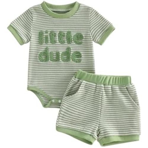 Newborn Infant Baby Boy Clothes Mamas Boy Letter Embroidery Waffle Romper Elastic Waist Shorts Cute Summer 2Pcs Set