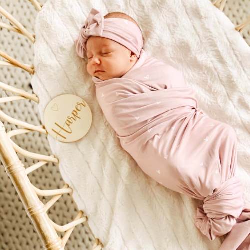 Tiny Hearts in Dusty Pink Oversized Swaddle Blanket