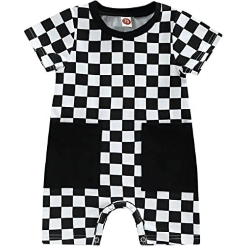 Ayalinggo Baby Boy Neutral Checkerboard Oversized T Shirt Romper Shorts Jumpsuit Summer Outfit Trendy Clothes Cute Clothing