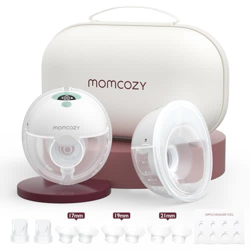 Momcozy Breast Pump Hands Free M5, Wearable Breast Pump of Baby Mouth Double-Sealed Flange with 3 Modes & 9 Levels, Electric Breast Pump Portable - 24mm, 2 Pack Mint