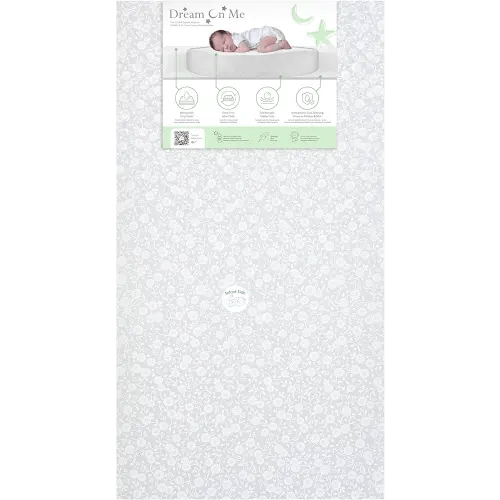 Dream On Me Dreamland Orthopedic Firm Fiber Crib and Toddler Bed Mattress, Greenguard Gold and JPMA Certified, Waterproof Vinyl Cover, Dual-Sided Mattress, Grey, Made In The U.S.A