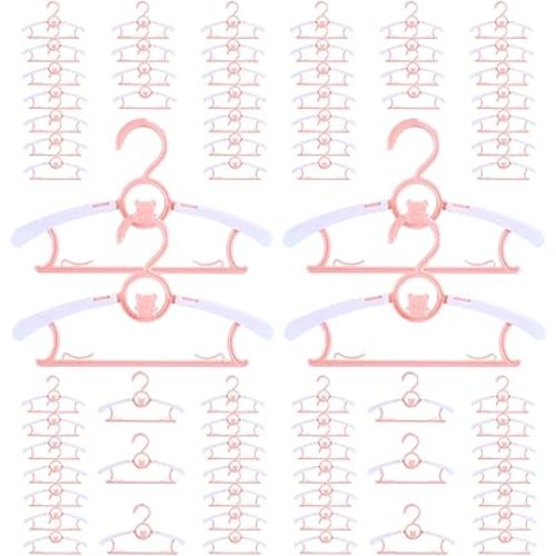 80 Pack Baby Hangers for Closet Plastic Kids Hangers Clothes Space Saving Hangers Non Slip Extendable Baby Hangers for Nursery Toddler Heavy Duty Clothing Hangers Bulk, Pink