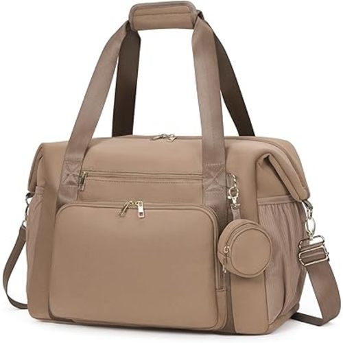 CEI-CEI Diaper Bag Tote Large Neoprene Maternity Hospital Bags for Labor and Delivery Waterproof Travel Baby Bag for Mom and Dad with Pacifier Case Changing Pad and Stroller Straps (Oat)
