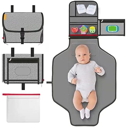 Smart eLf Large Portable Diaper Changing Pad for Newborn, Travel Changing Station with Detachable Waterproof PEVA Mat - Perfect Baby Shower Gifts