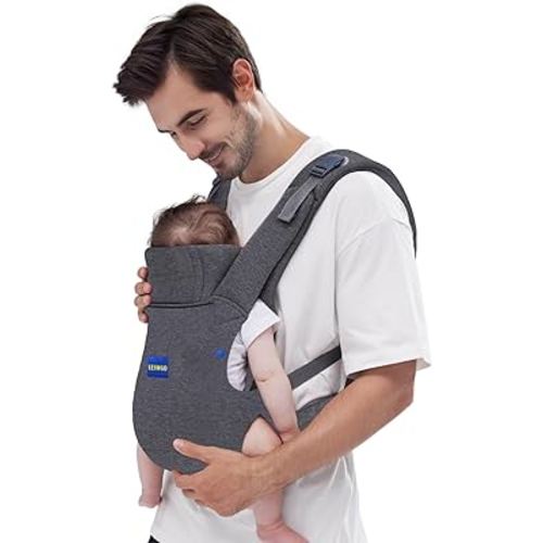 Baby Carrier Newborn to Toddler,Newborn Carrier(7-44lbs), Cozy Baby Wrap Carrier, with Hook&Loop for Easily Adjustable, Soft Fabric,Breathable Grey