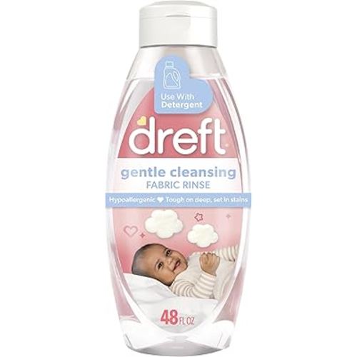 Dreft Baby Gentle Cleansing Fabric Rinse, 48 fl oz, Hypoallergenic, Dermatologist Tested on Sensitive Skin, Odor Remover