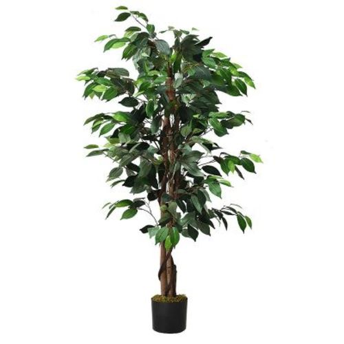 Tangkula 4ft Artificial Ficus Tree Fake Greenery Plant Home Office Decoration
