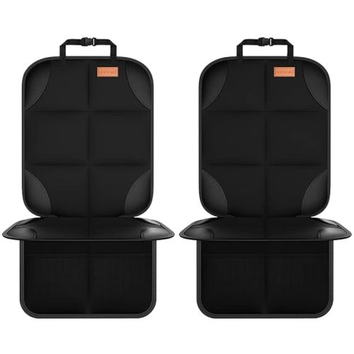 Car Seat Protector, 2Pack, Protect Child Seats with Thickest Padding and Non-Slip Backing Mesh Pockets for Baby and Pet