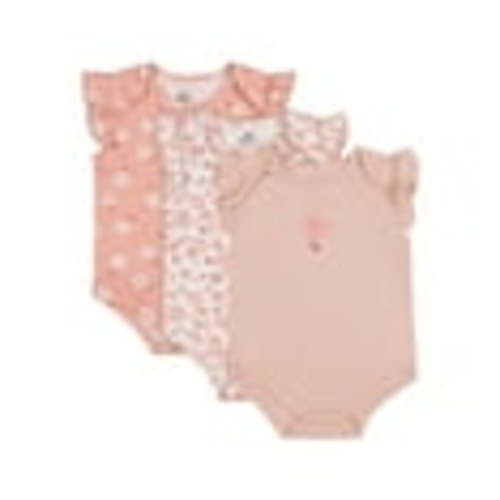 Wonderluxe Baby Girls' Short Sleeve Bodysuits, 3-Pack, Sizes 0-3M-6-9M