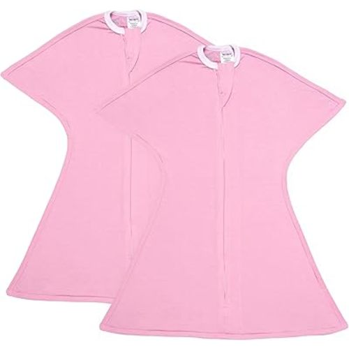 SleepingBaby Zipadee-Zip Transition Swaddle - Baby Swaddling Blanket with Zipper Convenience - Roomy Baby Wearable Blanket for Easy Diaper Changes - Classic Rose Pink, Small (4-8 Month) - 2 Pack