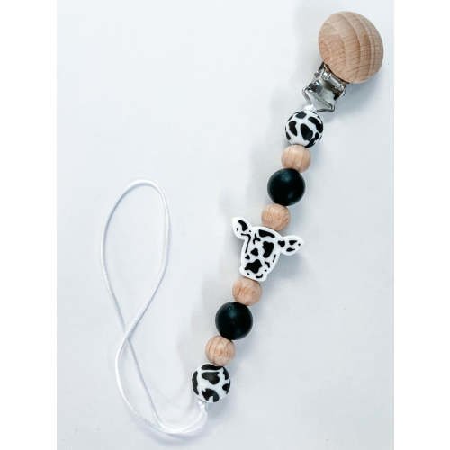 Holstein Black/Cow Print Paci Clip