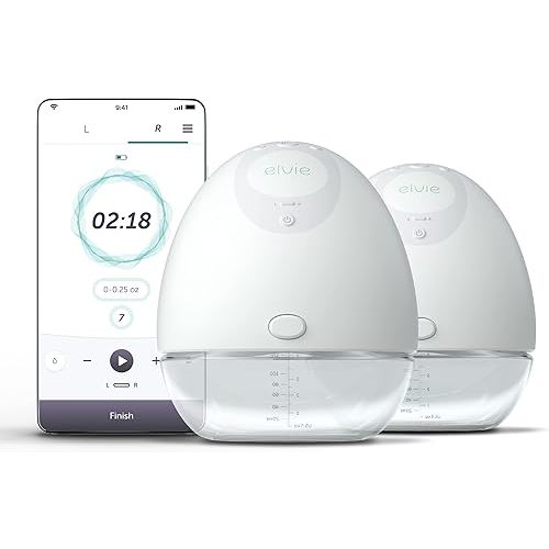 Elvie Breast Pump - Double, Wearable Breast Pump with App - The Smallest, Quietest Electric Breast Pump - Portable Breast Pumps Hands Free & Discreet - Automated with Four Personalized Settings
