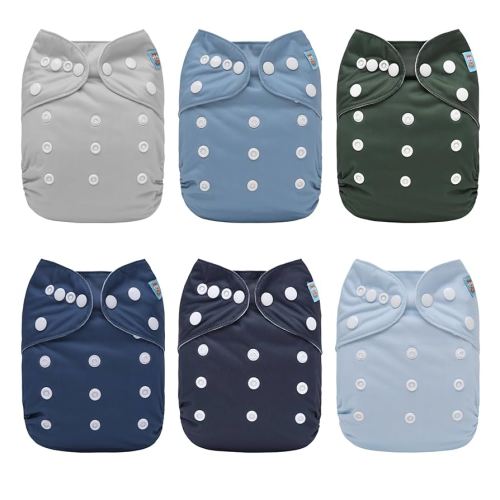 ALVABABY Baby Cloth Diaper 6 Pack with 12 Inserts One Size Cloth Diaper Covers Adjustable Washable Reusable for Baby Girls and Boys 6BM111