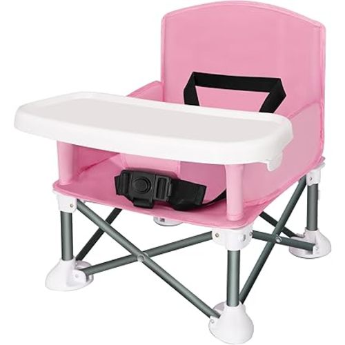 Portable Toddler Booster Seat - Easy-Fold Eating Lawn Camping Chair for Indoor and Outdoor Adventures (Pink)