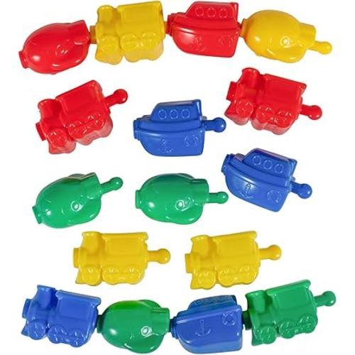 LEARNING ADVANTAGE Transportation Linking Blocks - Set of 36 - Ages 2+ - Connecting Blocks for Toddlers - Early Construction, Sorting and Fine Motor Skills