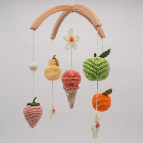 Tutti Frutti nursery mobile - Garden Fruits baby room mobile - floral decor, flowers, fruits, summer, daisy, tropical, retro