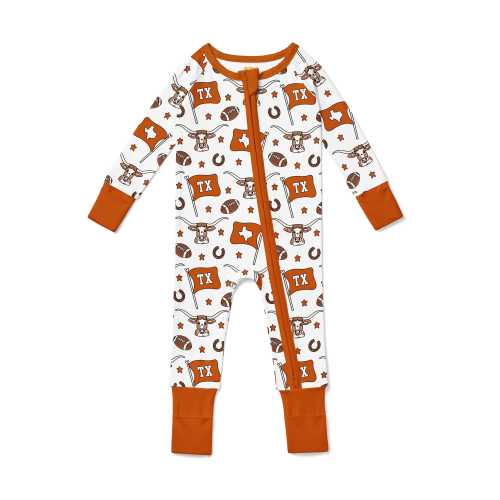 Texas Flags Bamboo Zip Up Baby Pajamas