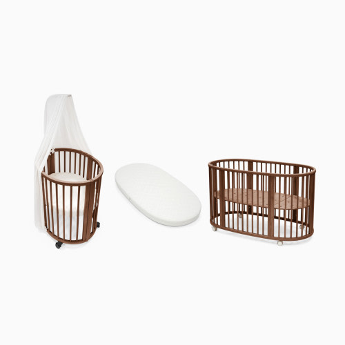 Stokke Sleepi3-in-1 Convertible Crib with Mattresses and Extension Kit - White/Warm Brown
