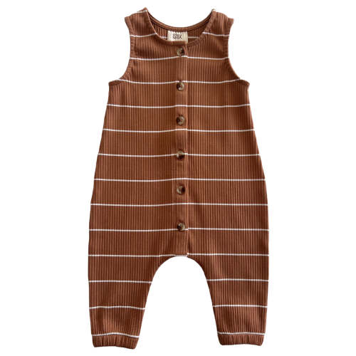 Saddle Stripe / Organic Ribbed Bay Jumpsuit