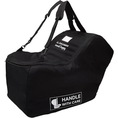 J.L. Childress Padded Infant Car Seat Bag with Wheels - Travel Bag for Airplane, Fits Most Baby & Infant Car Seats, Compatible with UPPAbaby, Nuna, & Chicco, AirTag Compatible - Premier, Black
