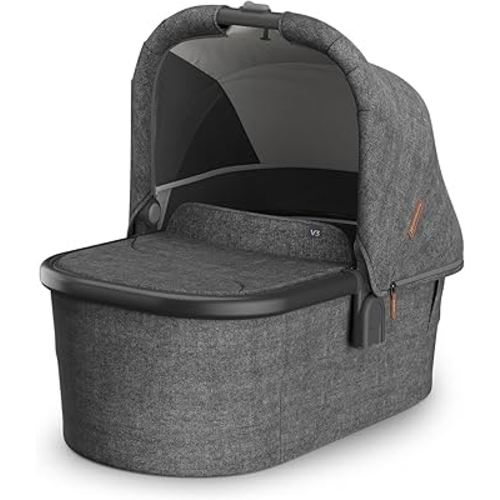 UPPAbaby Bassinet V3 - Compatible with Vista, Cruz, Ridge Strollers - Overnight Sleep Solution - Mattress, Sheet and Bug Shield Included - Greyson (Charcoal Mélange/Carbon Frame)