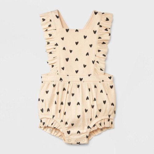 Baby Girls' Heart Ruffle Romper - Cat & Jack™ Light Yellow